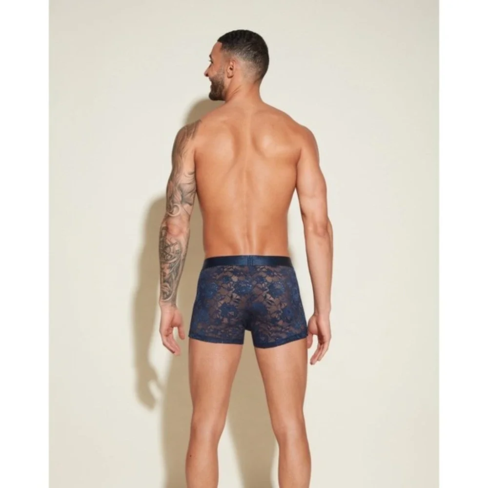 Cosabella Never Say Never Lace Trunk Boxer Brief Navy Blue     Luxury L NWT